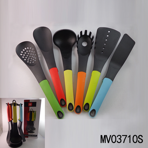 7PCS TPR Handle NYLON KITCHEN TOOLS WBLOCK CB