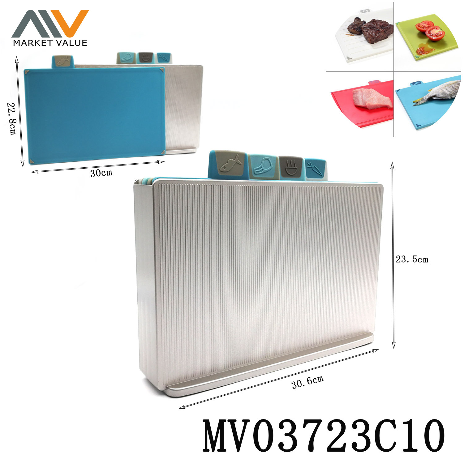 5 Piece Multifunctional Plastic Cutting BoarDCB
