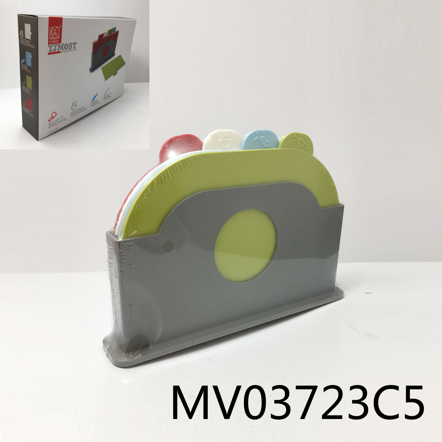 4PCS OVAL PLASTIC CUTTING BOARD with Stand CB
