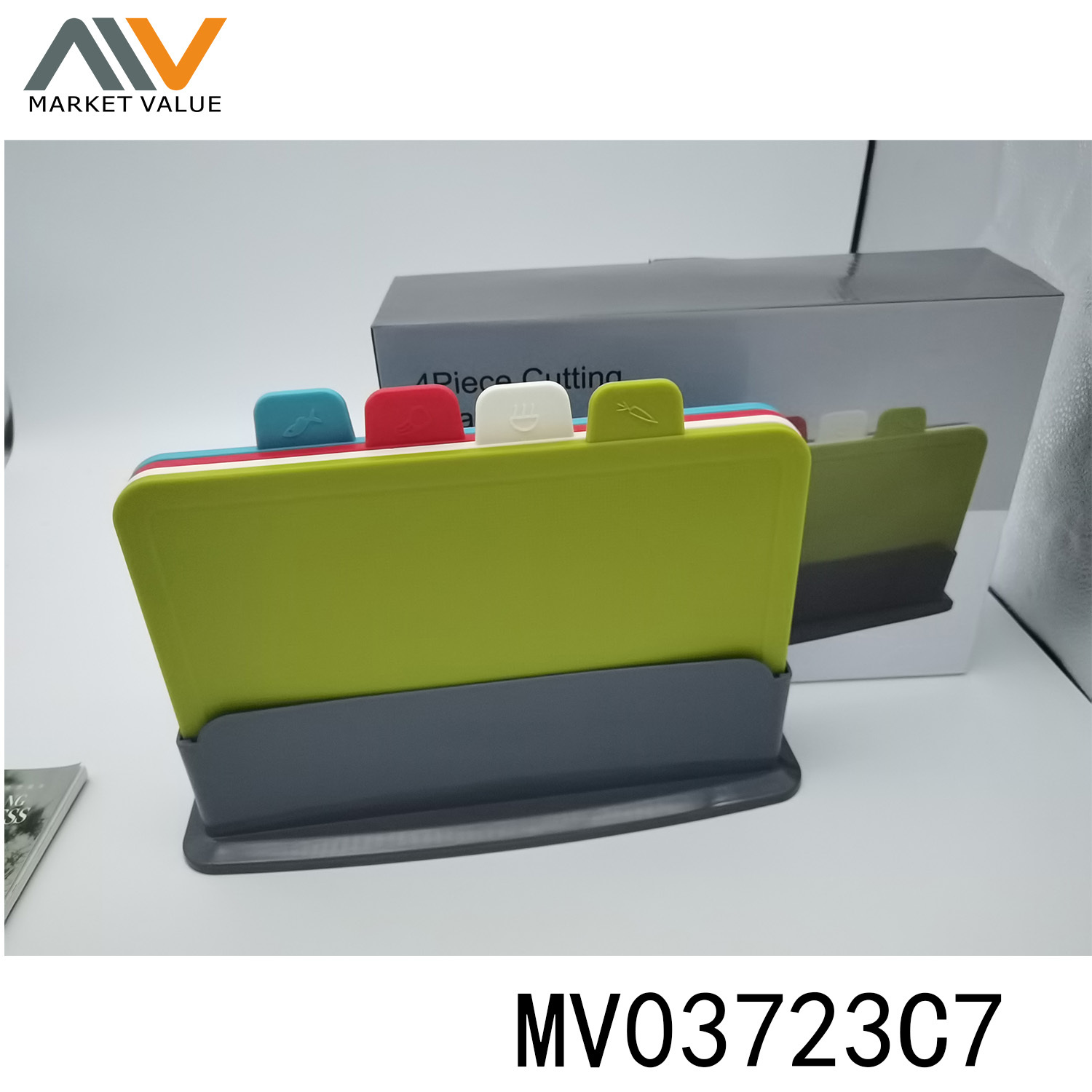 4PCS PLASTIC CUTTING BOARD with Stand CB