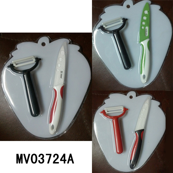 STRAWBERRY PLASTIC BOARD and CERAMIC PEELER with CERAMIC KNIFE