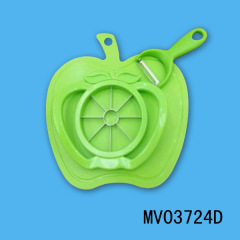 3PCS APPLE PLASTIC BOARD PP MATERIAL with APPLE KNIFE with SS PEELER