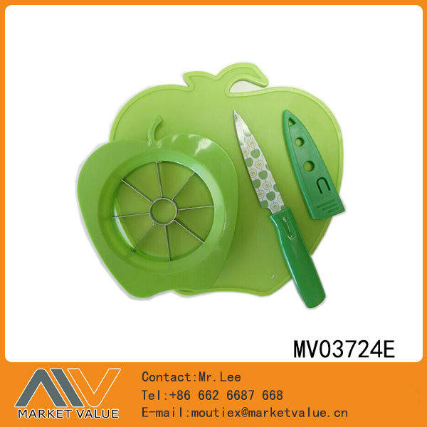 3PCS KITCHEN TOOLSAPPLE PLASTIC BOARD with APPLE KNIFE with PEELE