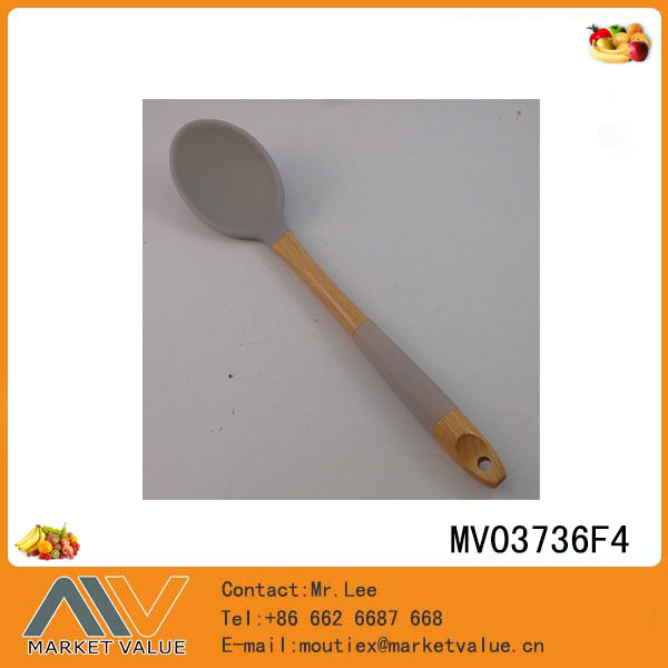 SILICONE KITCHEN TOOLS with WOODEN Handle SPOON TC