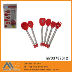 6PCS SILICONE with NYLON KITCHEN TOOLS SS Handle in BOX GREEN