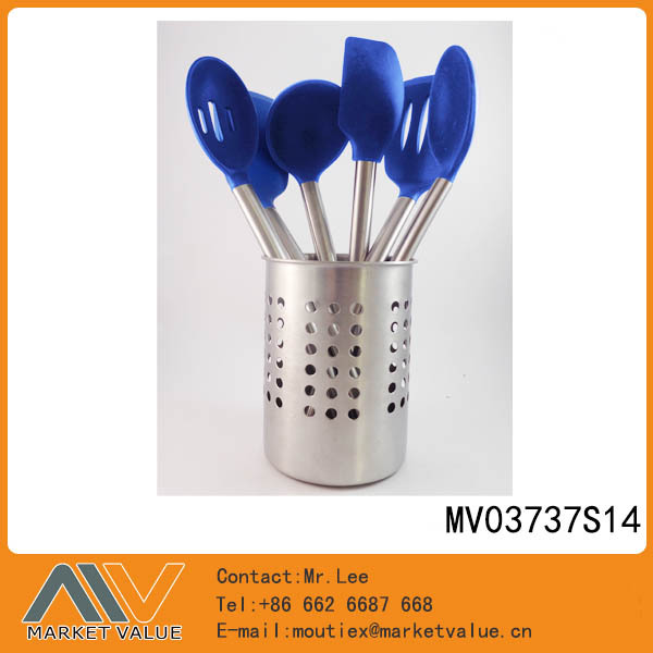 6PCS SILICONE KITCHEN TOOLS with SS BLOCK in CB