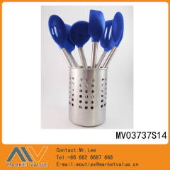 6PCS SILICONE KITCHEN TOOLS with SS BLOCK in CB
