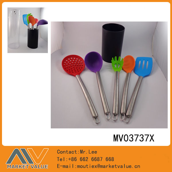 5PCS SILICONE KITCHEN TOOLS with SS Handle in PVC BOX