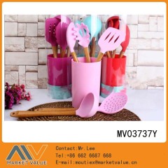 SET of 5PCS SILICONE KITCHEN TOOLS WBAMBOO Handle