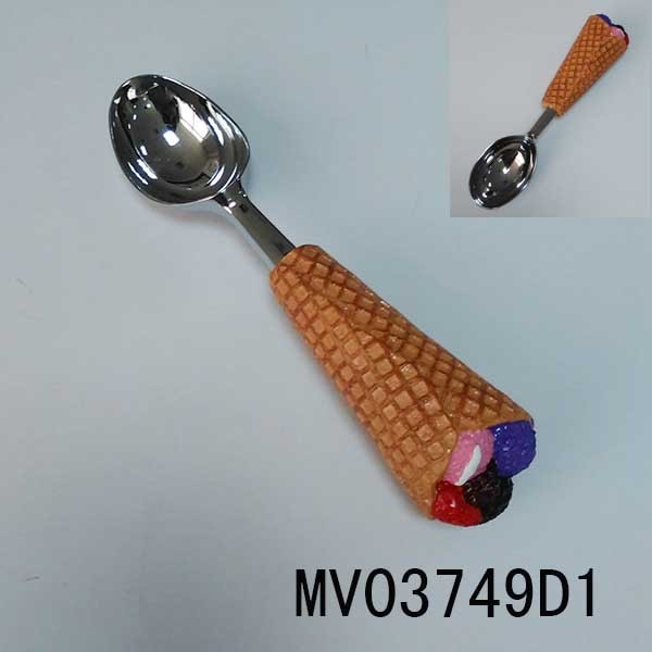 DIE-CASTING ICE CREAM SHAPE SPOON with RESIN Handle TC