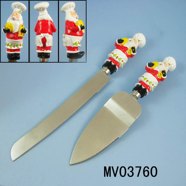 SS BREAD KNIFE and CHEESE TURNER with RESIN Handle