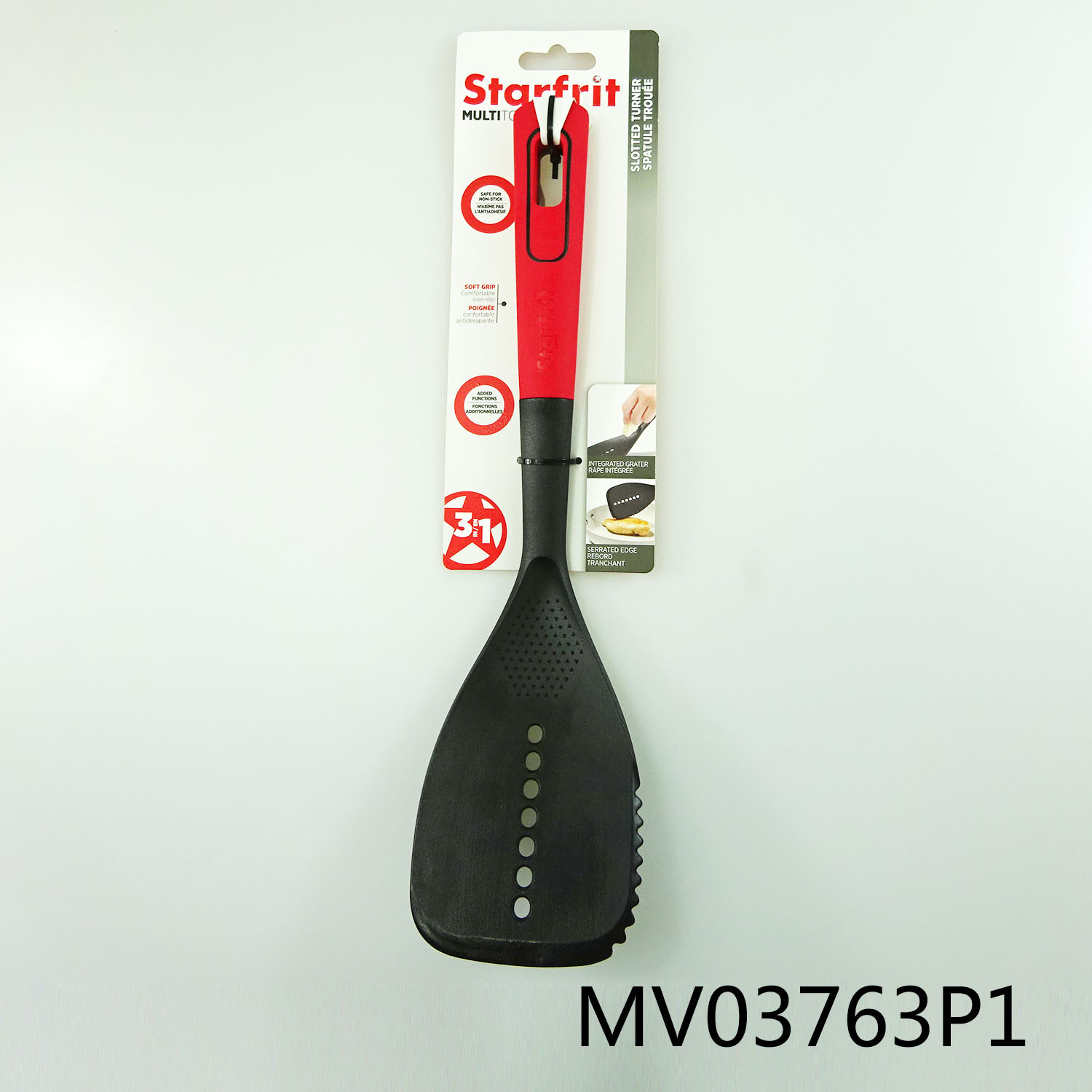 NYLON KITCHEN TOOLSS LOTTED TURNER with GARLIC SCRAPING TC