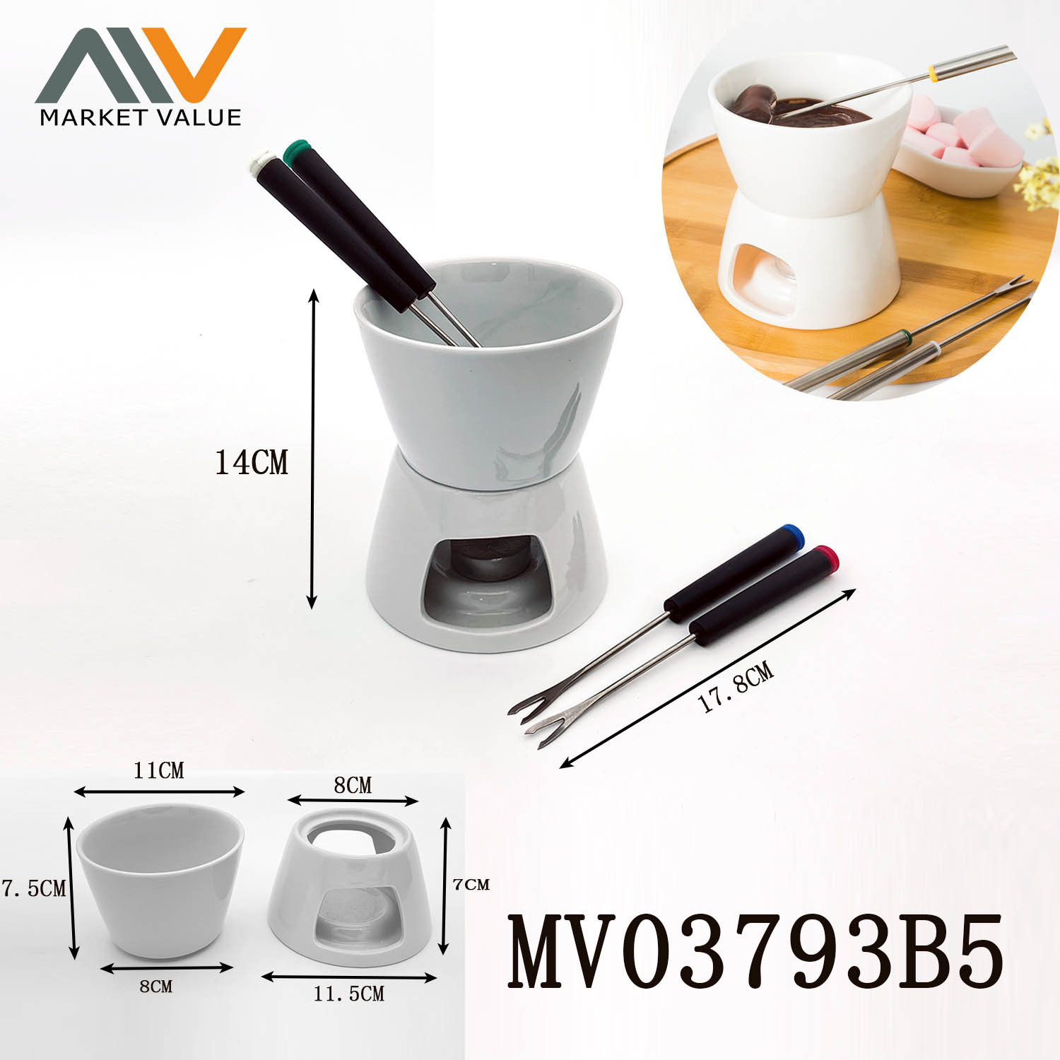 7 PIECES CHOCOLATE FONDUE SET CB