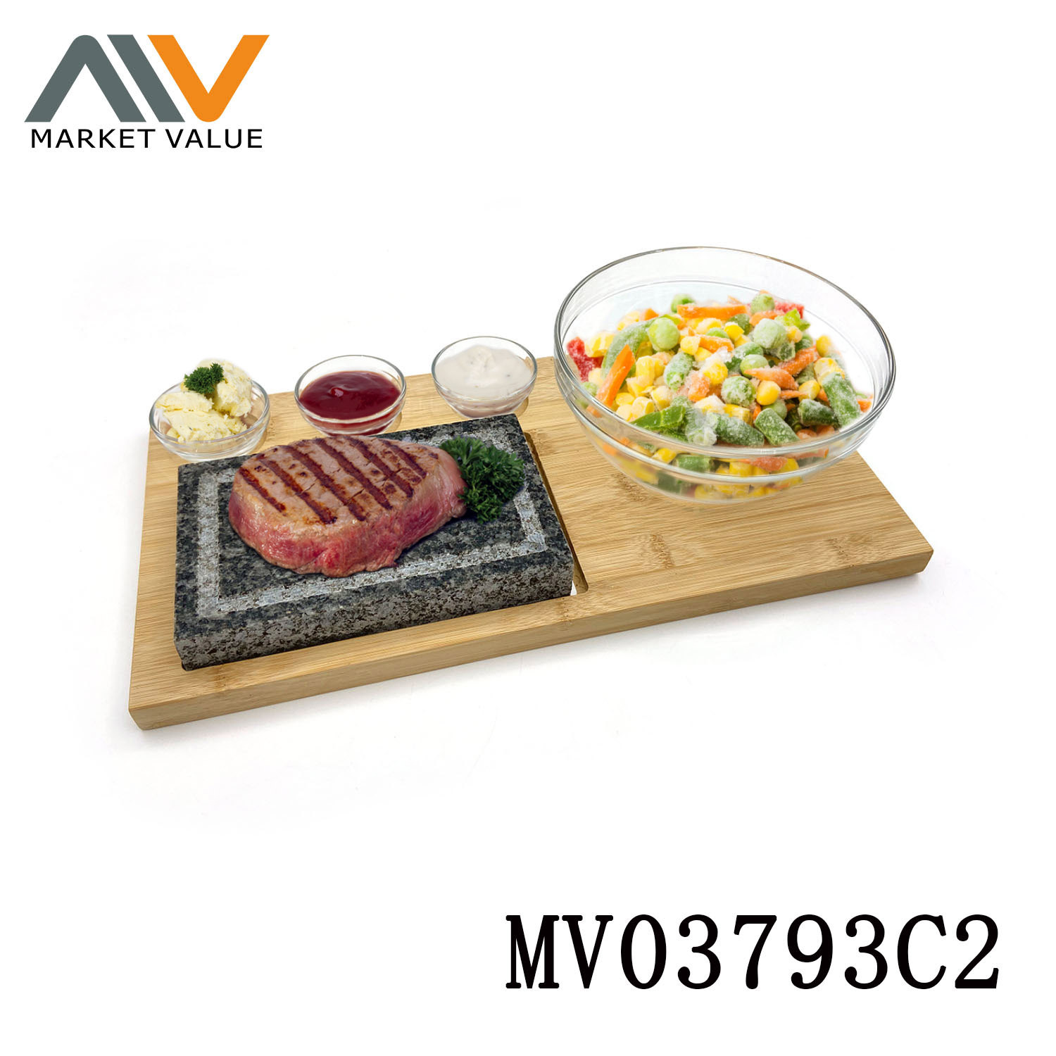7Pcs Hot Stone Steak Bamboo Tray 5 Layers