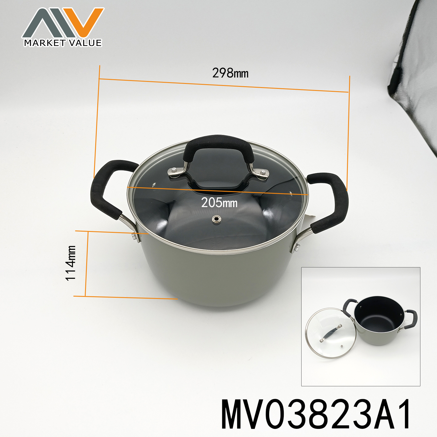 NONSTICK SS SOUP POT with GLASS COVER style 2