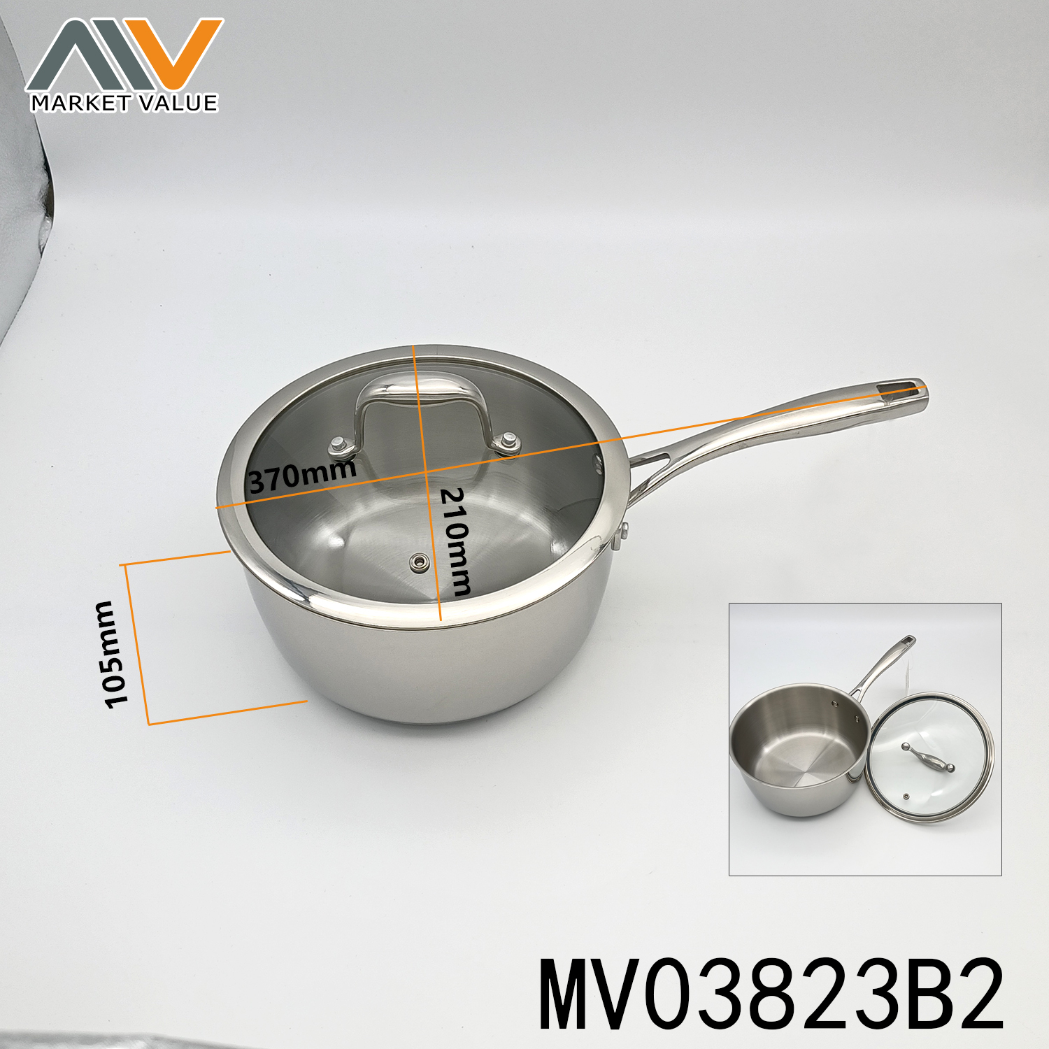 SS SOUP POT with GLASS COVER LONG Handle