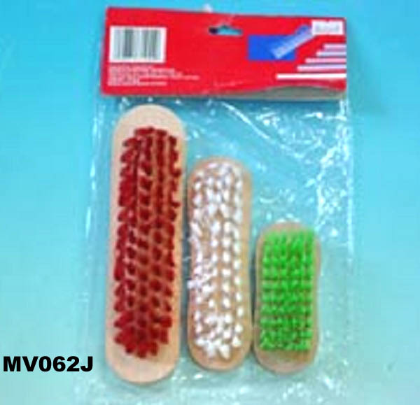 3 PC CLOTHES BRUSH WOOD Handle