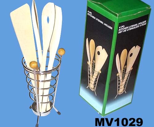 4PCS WOODEN UTENSIL with Stand in BOX