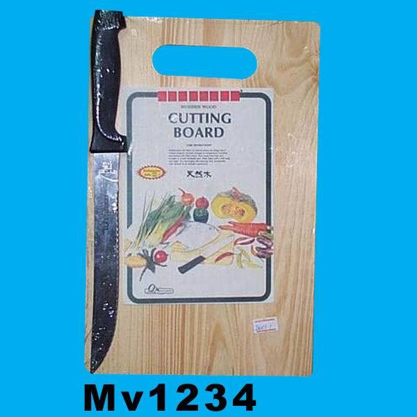 31CM WOODEN CUTTING BOARD and 1PC KNIFE SHRINK