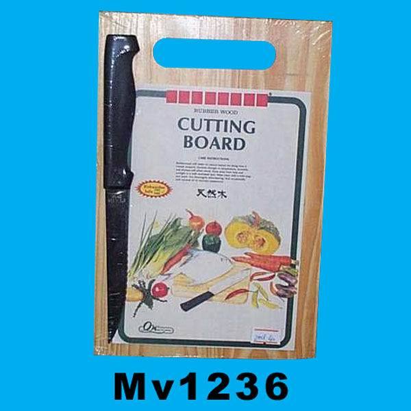 24CM WOODEN CUTTING BOARD and 1PC KNIFE SHRINK