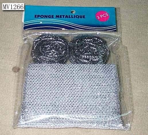 3PCS SCOURERS in PVC BAG with HANG CARD