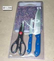 2PCS KNIVES with SCISSORS with CUTTING BOARD