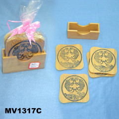4PCS WOODEN CUP CUSHION with TRAYS