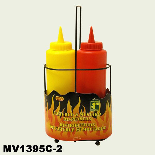 2PCS CATSUP MUSTARD DISPENSER with Stand