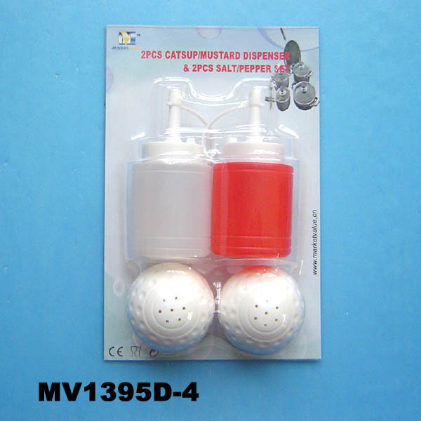 2PCS CATSUP MUSTARD DISPENSER and 2PCS SALT PEPPER SET