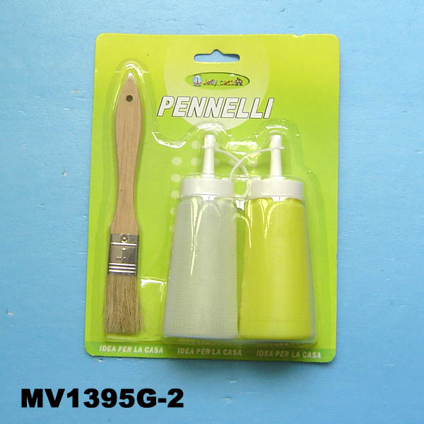 CATSUP MUSTARD DISPENSER 2PK and BRUSH