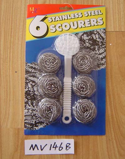 6PCS SS SCOURERS with Handle B S