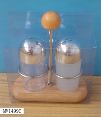 2PCS PLASTIC SALT and PEPPER with Stand style 2