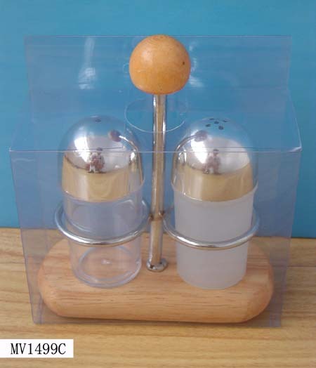 2PCS PLASTIC SALT and PEPPER with Stand style 2