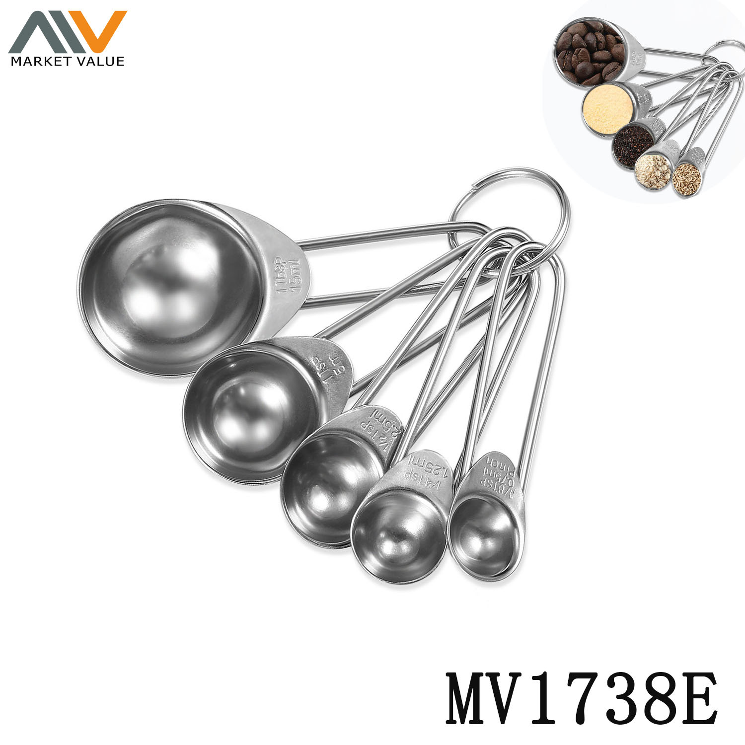 5PCS SS MEASURING SPOON SET