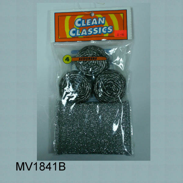 1PC SCOURER CLOTH and 3PCS SS SCOURER style 2