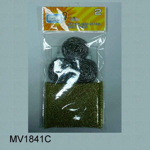 1PC SCOURER CLOTH and 3PCS SS SCOURER style 3