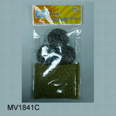 1PC SCOURER CLOTH and 3PCS SS SCOURER style 3