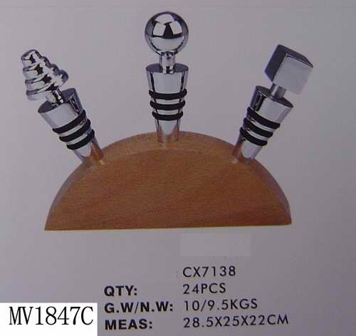 3PCS WINE BOTTLE PLUG and BLOCK SET style 2
