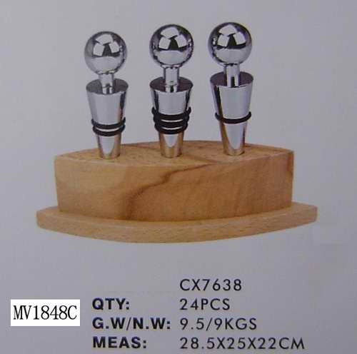 3PCS WINE BOTTLE PLUG and BLOCK SET style 3
