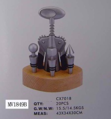 3PCS WINE BOTTLE PLUG and WINE OPENER and BLOCK SET