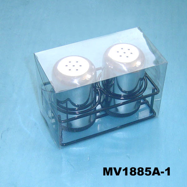 2PCS SALT PEPPER HOLDER SS TEEL in PVC BOX style 2