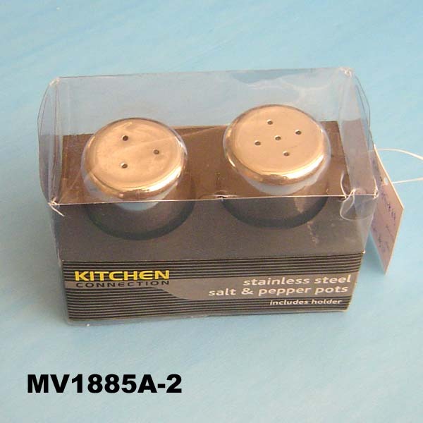 2PCS SALT PEPPER HOLDER SS TEEL in PVC BOX style 3