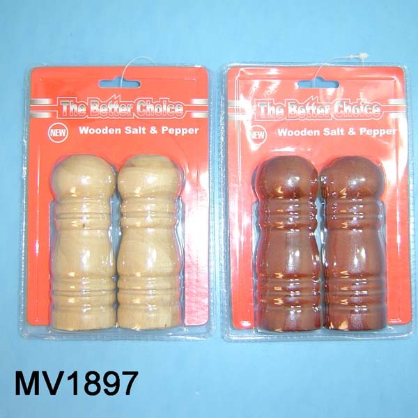2pc WOODEN SALT and PEPPER SHAKER