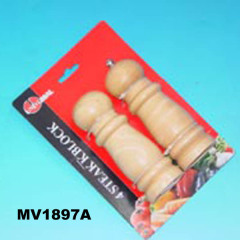 2 PC 5in WOODEN SALT and PEPPER GRINDING SHAKER SET