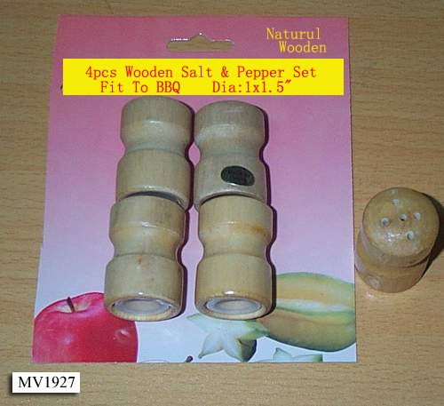 4PCS WOODEN SALT and PEPPER SET
