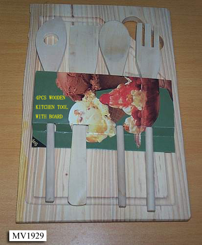 4PCS WOODEN KITCHEN TOOL with CUTTING BOARD SET