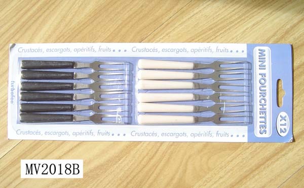 12PCS SS CHEESE FROK PLASTIC Handle