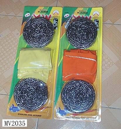 2PCS 30G METAL INTERTEXTURE SCOURER with GLOVER SET