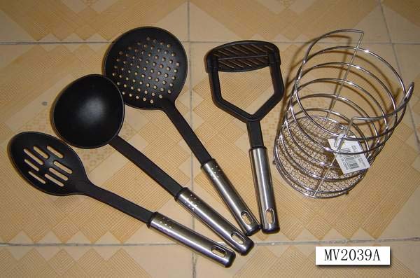 4PCS UTENSILS with SS Handle with CHROME PLATED HOLDER