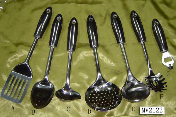 7PCS SS KITCHEN TOOL with PLASTIC INLAY STEEL Handle